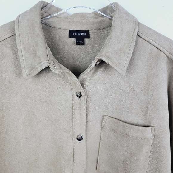 J. Jill Wearever Collection Tan Faux Suede Shirt Shacket, size XL - Picture 5 of 10